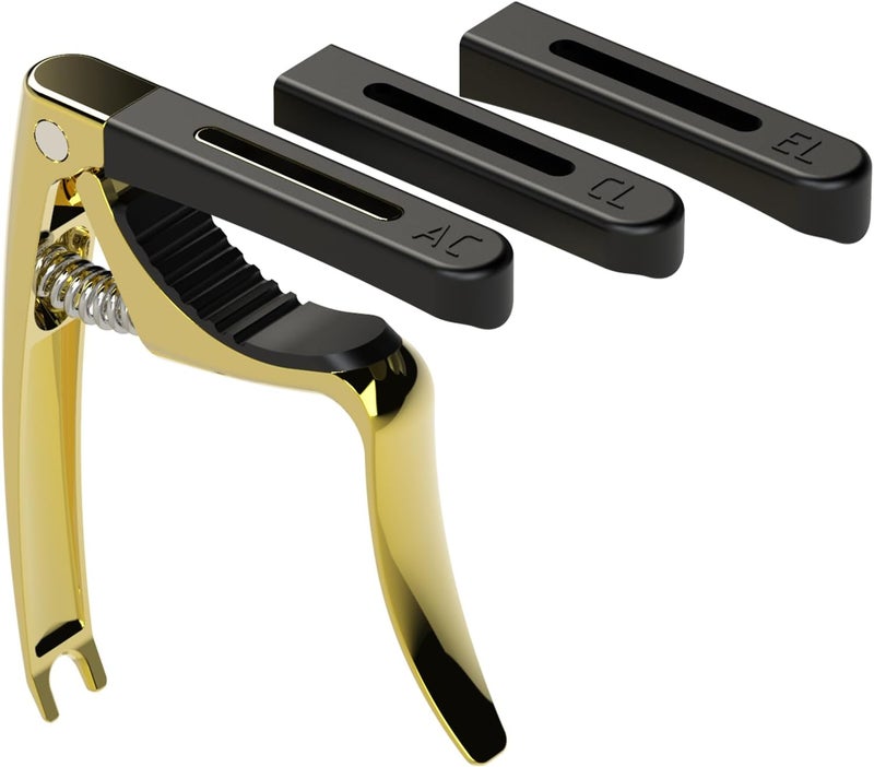 Temvox Guitar Capo with 3 Interchangeable Silicone Pad,Fits Different Guitar Fretboard Curvatures，Suitable for Classical Guitar Acoustic Guitar Electric Guitar Mandolin, etc - Image 1